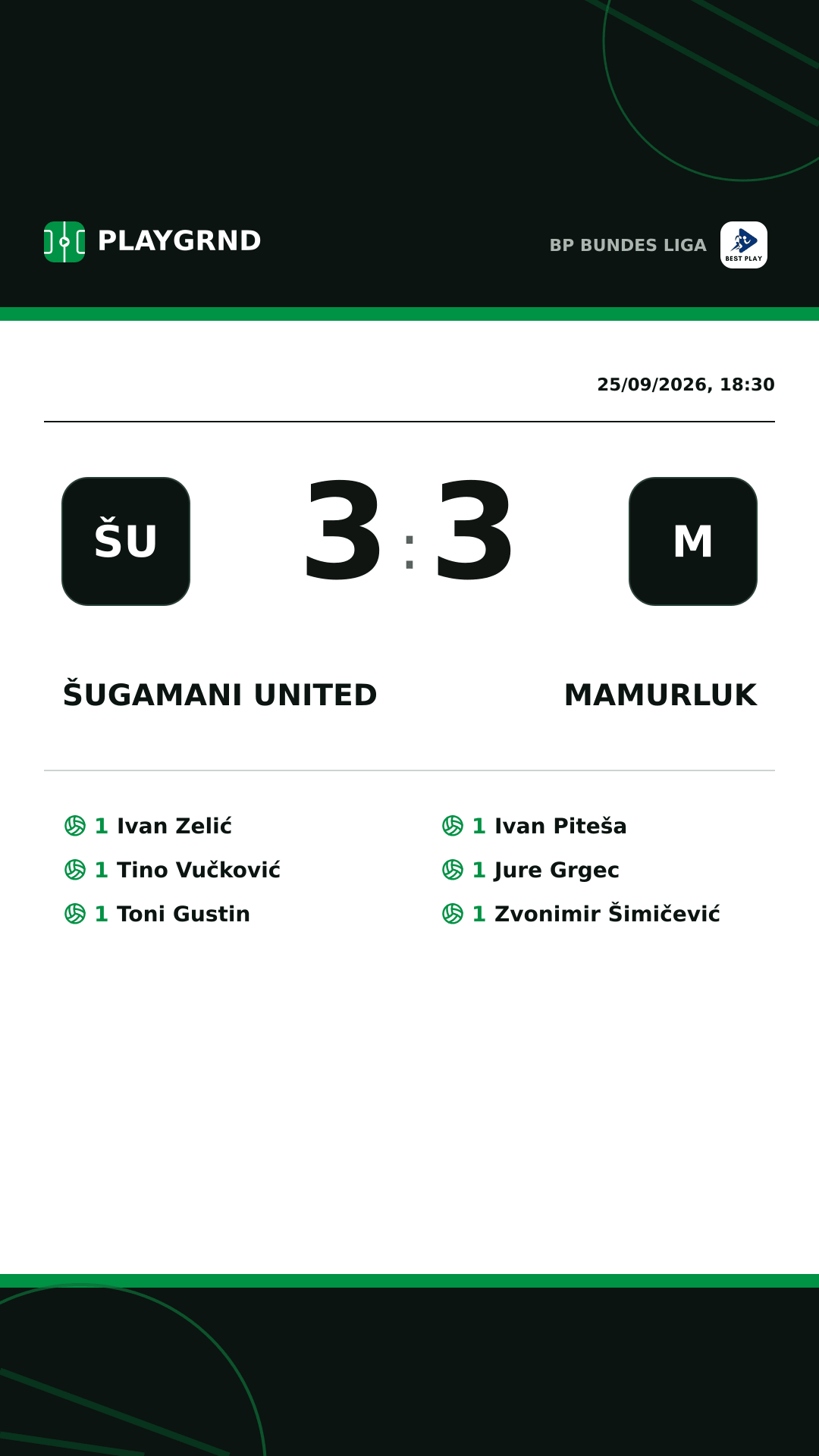 Instagram artwork: Šugamani United 3:3 Mamurluk