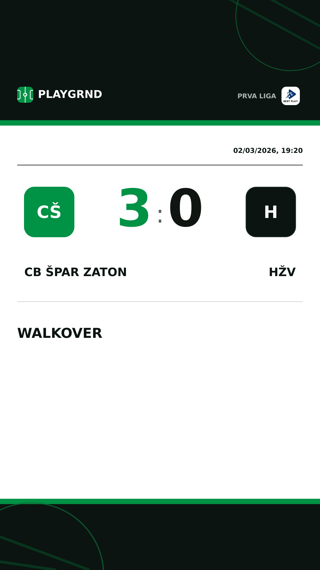 Instagram artwork: CB Špar Zaton 3:0 HŽV