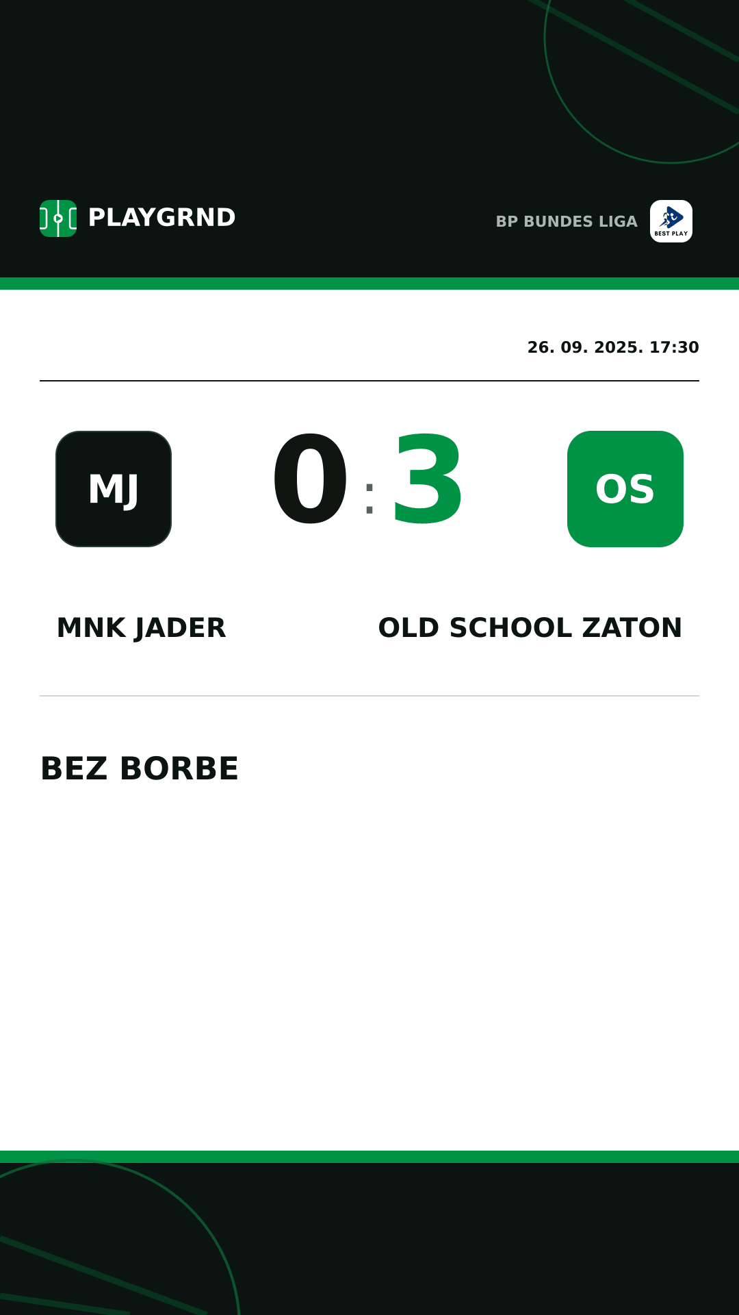 Instagram slika: MNK Jader 0:3 Old School Zaton