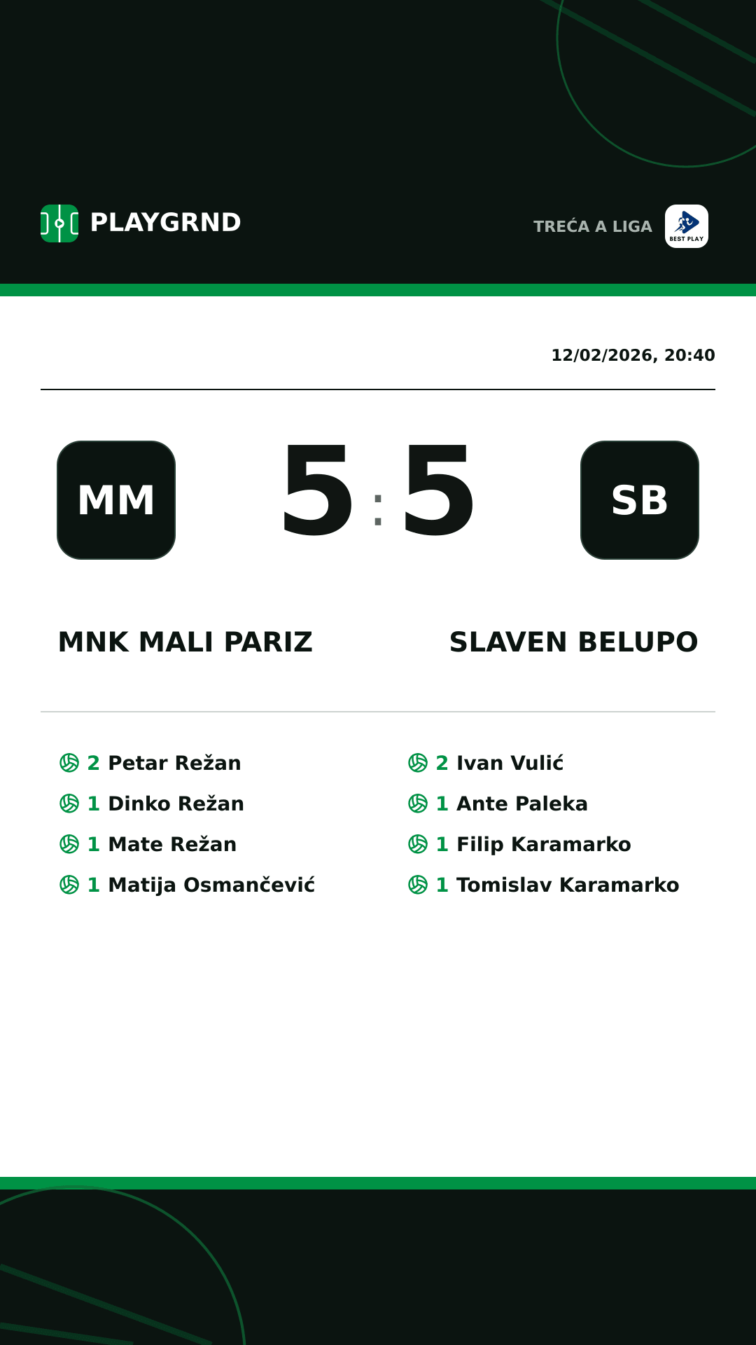 Instagram artwork: MNK Mali Pariz 5:5 Slaven Belupo