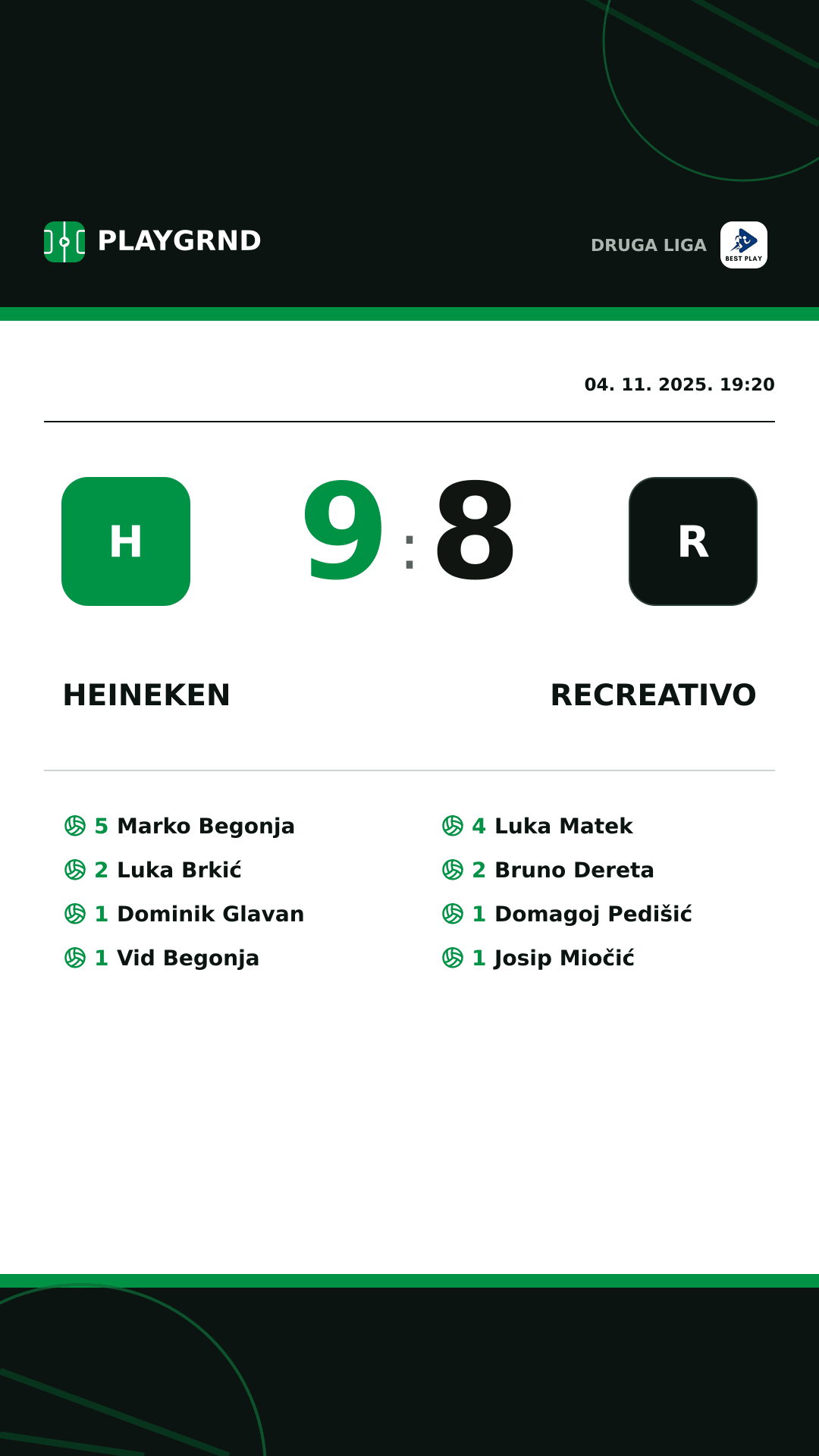 Instagram slika: Heineken 9:8 Recreativo