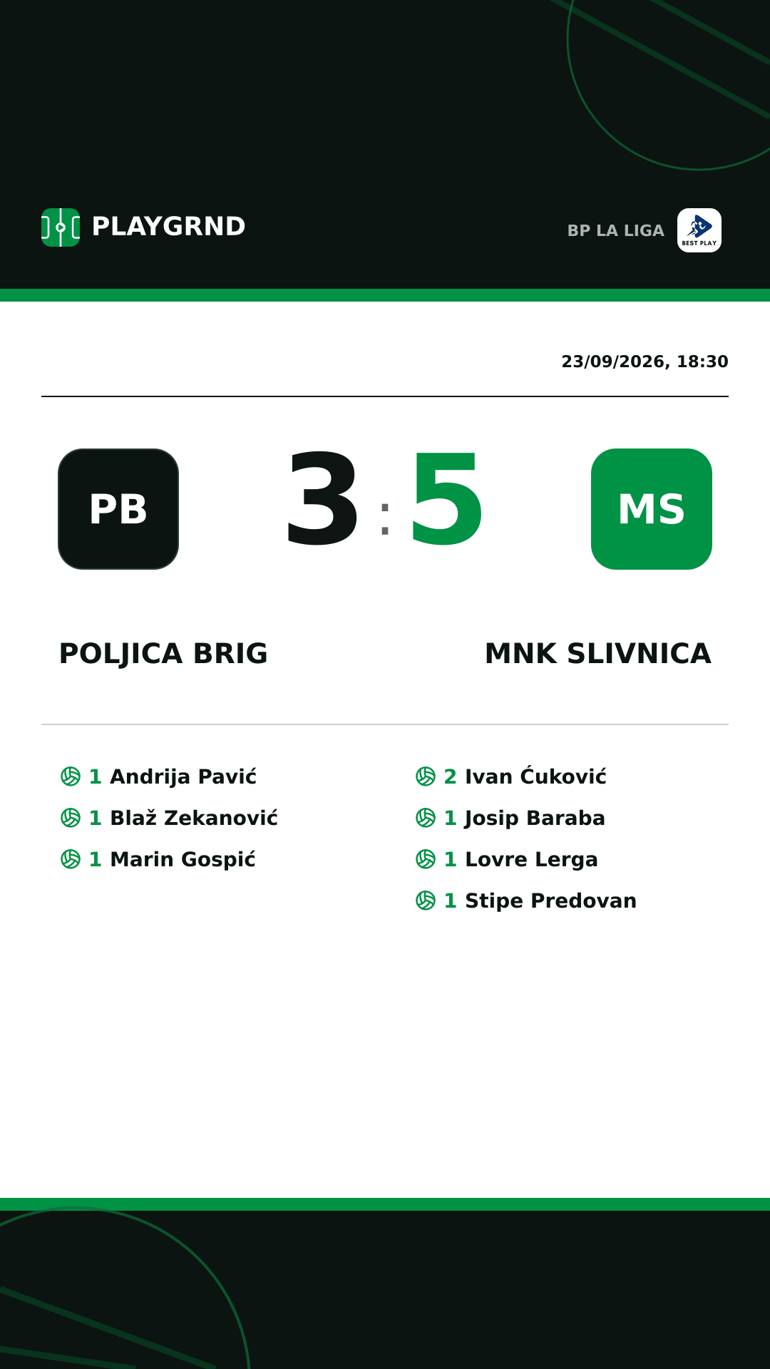 Instagram artwork: Poljica Brig 3:5 MNK Slivnica