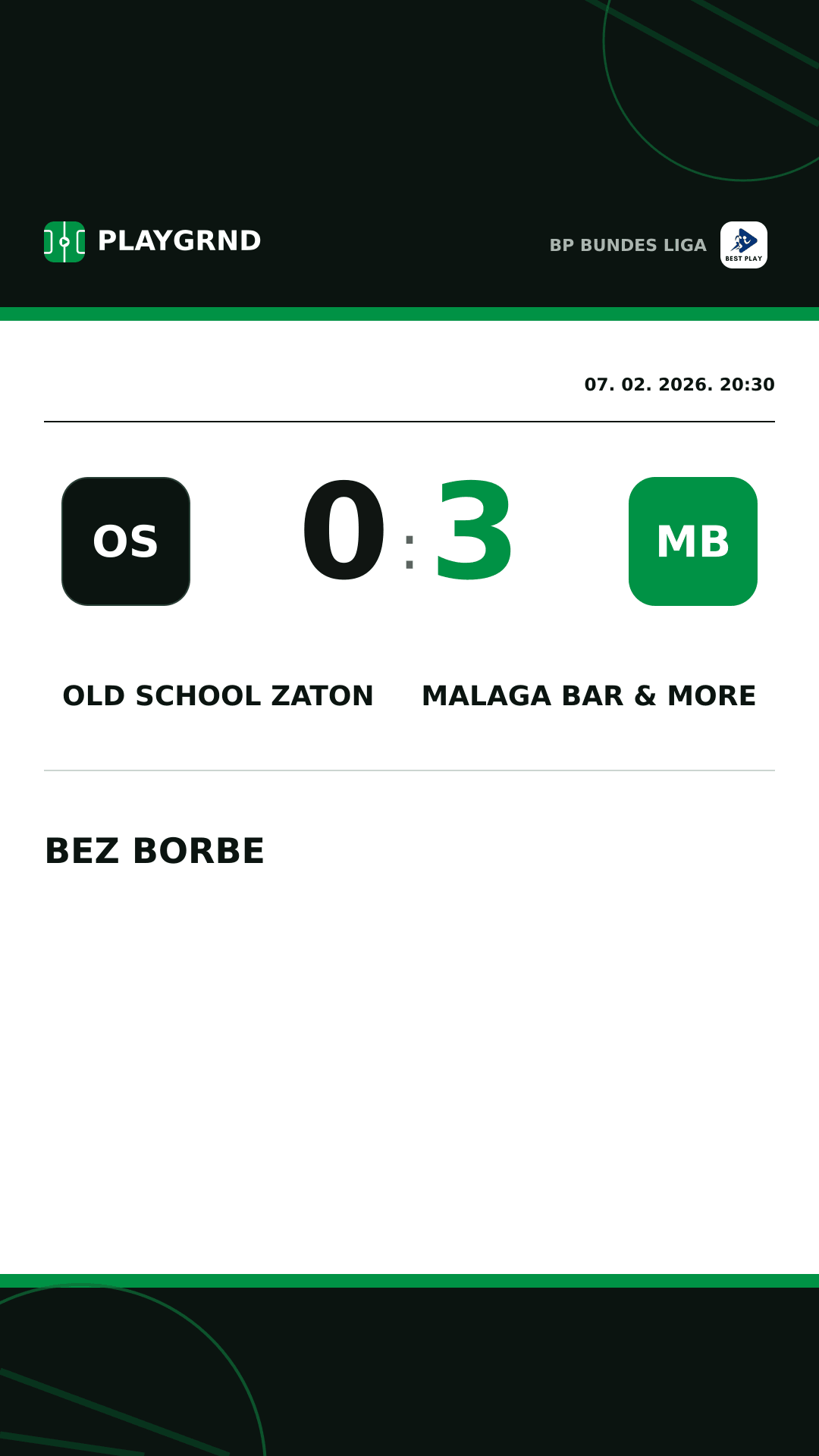 Instagram slika: Old School Zaton 0:3 Malaga Bar & More