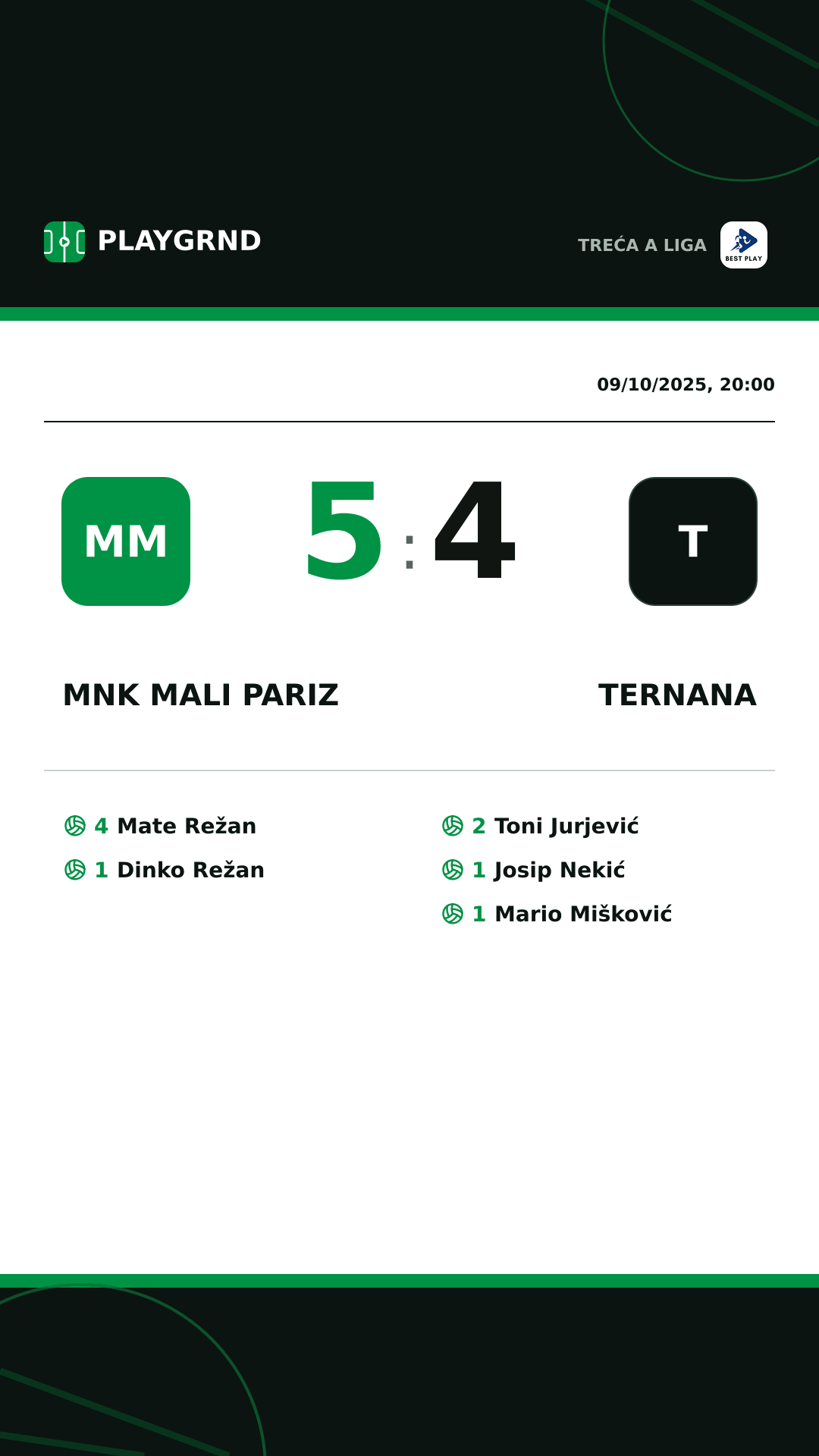 Instagram artwork: MNK Mali Pariz 5:4 Ternana