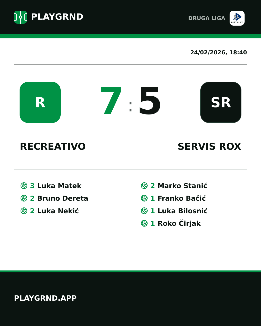 Instagram artwork: Recreativo 7:5 Servis Rox