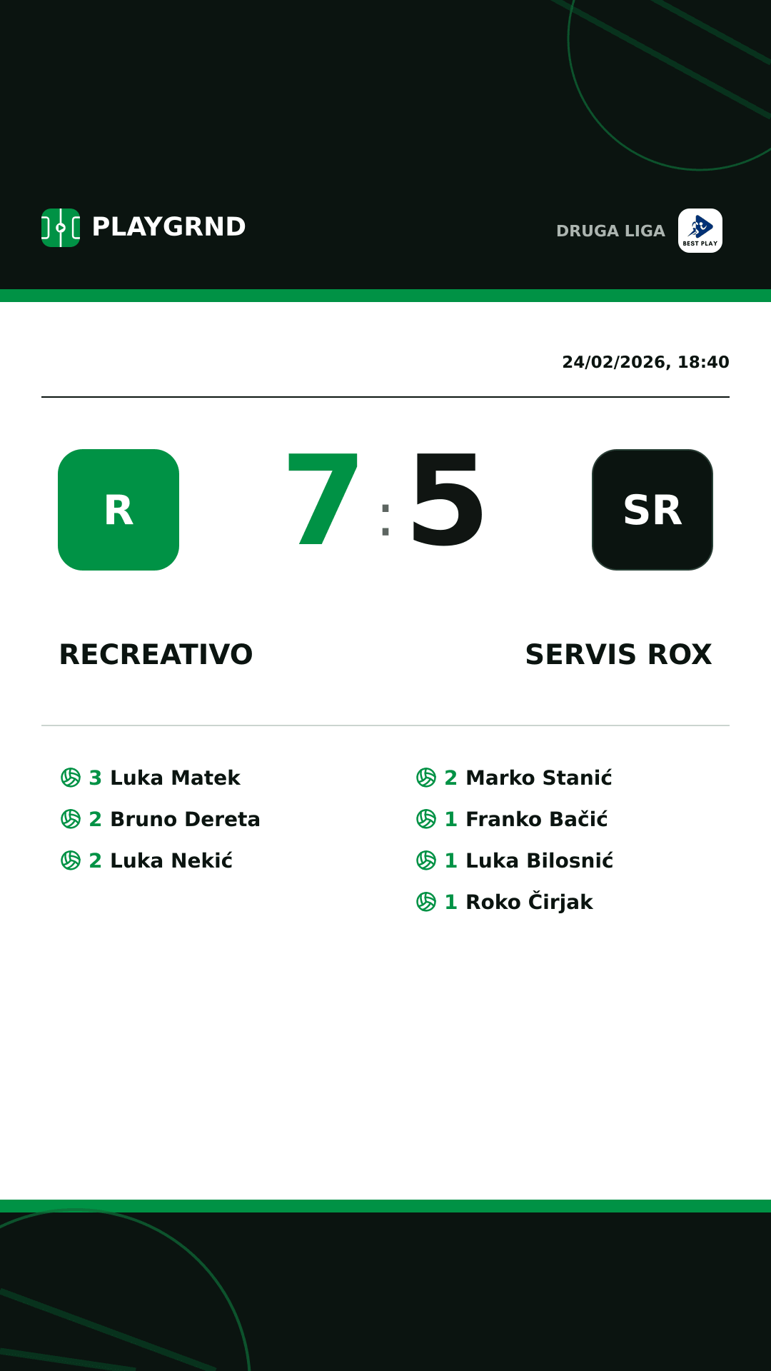 Instagram artwork: Recreativo 7:5 Servis Rox