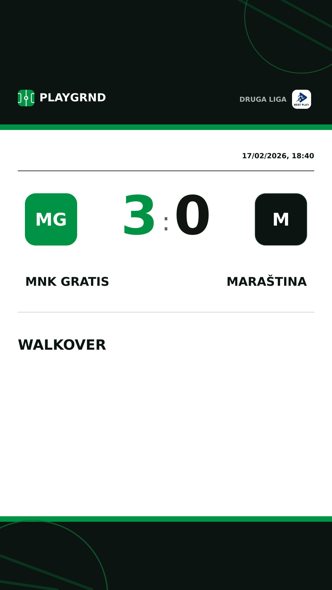 Instagram artwork: MNK Gratis 3:0 Maraština