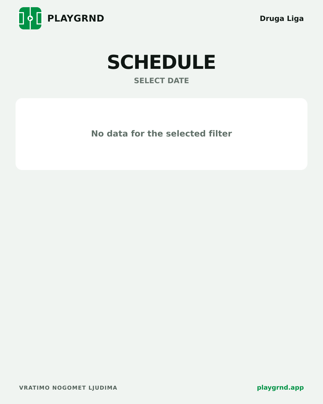 Schedule: Druga Liga