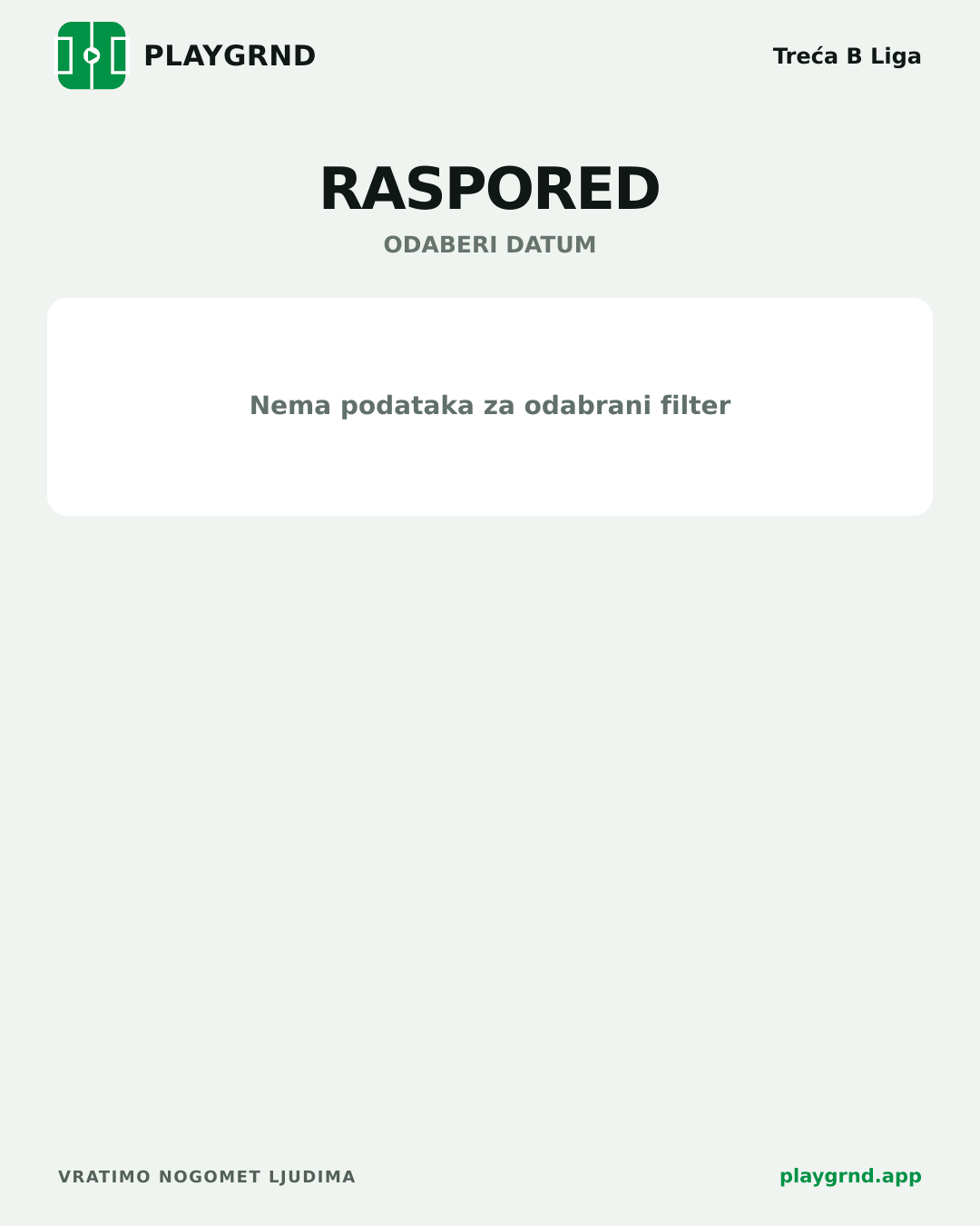 Raspored: Treća B Liga